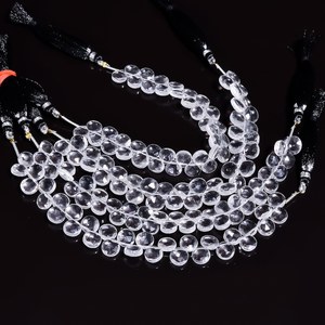 Natural <b>Crystal</b> Quartz Faceted Heart Briolette Gemstone <b>Beads</b> 8mm Loose Clear Quartz <b>Beads</b> For Jewelry Making Strands Wholesale - Product Image 2