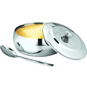 ชุดภาชนะอาหารสแตนเลสสองชั้นสำหรับใช้ในครัวเรือนชามก๋วยเตี๋ยวข้าวพร้อมฝาและช้อนฟารินไฮราโลหะชุด2ชิ้น - Product Image 1