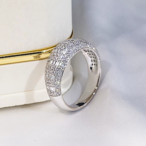 CONCEPTION 925 <b>Silver</b> 14k Gold Baguette Round Lab Grown Diamond Band <b>Men</b> Women Jewelry <b>Ring</b> Engagement <b>Ring</b> - Product Image 6