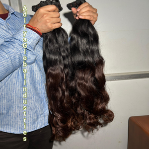 ผมต่ออินเดียแท้ 100% เกรดเวอร์จิ้น คิวติเคิลเรียงเส้นเดียวกัน  แบบคลื่นกลม  ต่อแบบดับเบิ้ลเวฟท์ด้วยเครื่องจักร - Product Image 2