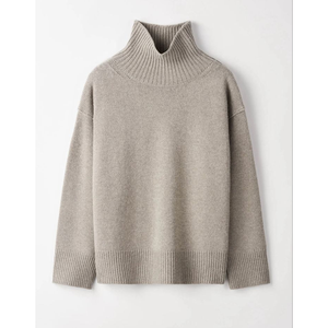 Womens Wool <b>Turtleneck</b> Sweater Solid Color Thick Knit Winter Pullover Minimalist Style Full Sleeve Regular Length - Product Image 5