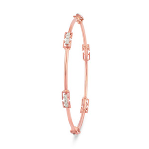 Interlocking Double-Circle Loop Diamond Link <b>Bangle</b> <b>Bracelet</b> - Product Image 1