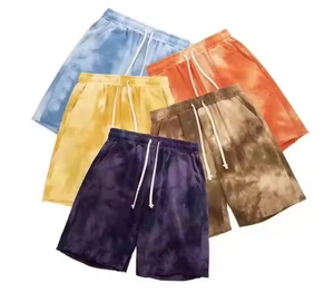 Shorts de playa holgados de algodón para hombre, shorts casuales de fitness, shorts deportivos con estampado tie dye. - Product Image 5