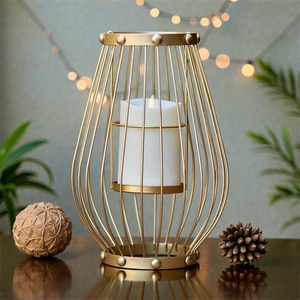 Gold Wire <b>Lantern</b> <b>Brass</b> Candle Holder Heat Resistant Home Decoration Outdoor Indoor Use - Product Image 3
