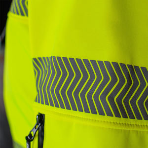 Chaqueta de Trabajo de Invierno para Hombre, 100% Poliéster, con Capucha, Alta Visibilidad, Color Verde, Cierre de Cremallera, Manga Larga, Reflectante y de Seguridad - Product Image 3