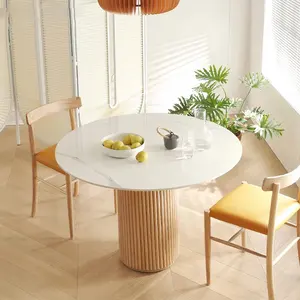 Mesa de Centro Redonda de Mármol Natural y Resina, Diseño Rústico para Sala de Estar, Hotel o Decoración - Product Image 3