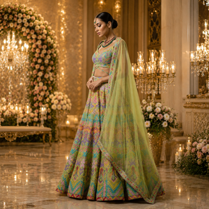 Exclusive Modern Bridal Lehenga Choli with Hand Beaded | Multicolor Thread Embroidery and Elegant Lace Details Elegant Couture - Product Image 3