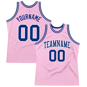 Custom <b>Light</b> Pink Royal-White Authentic Throwback Basketball Jersey <b>Professional</b> Digital Print Athletic Team Uniform Mesh Fabric - Product Image 1