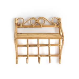 Bohemian Style Natural Rattan <b>Wall</b> Hooks for Hanging Handmade <b>Wall</b> Shelf with Hooks from Vietnam - Product Image 1