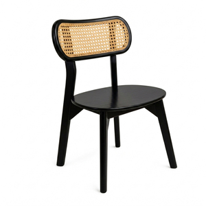 Chaise de salle à manger scandinave sans accoudoirs en teck noir tressé, durable et écologique, idéale pour ferme, entrée ou restaurant - Product Image 1