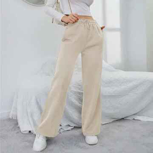 Pantalones Anchos de Cintura Alta para Mujer, Estilo Casual de Otoño, Color Sólido, Corte Holgado, Largos, Cintura Elástica, Fibra de Bambú y Algodón Transpirable - Product Image 2
