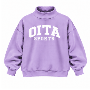 Sweat-shirt unisexe ample à col montant en maille lourde, imprimé personnalisé, style streetwear décontracté, hiver, couleur lilas - Product Image 1
