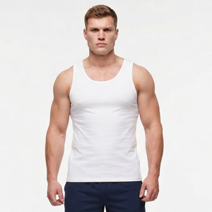 Vente en gros de vêtements de sport pour hommes, t-shirt sans manches à col rond, t-shirt de yoga et de fitness de haute qualité pour hommes, polyester et coton, t-shirt de sport pour hommes - Product Image 1