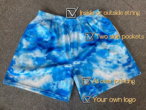 Shorts en polyester personnalisés à sublimation simple couche, style streetwear, entrejambe 5 pouces, pour la gym et le basketball, au-dessus du genou, en mesh, pour hommes - Product Image 3