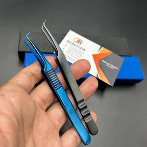 Pinzas para Extensión de Pestañas de 45 y 90 Grados, Acero Inoxidable, Agarre Fuerte, Punta Puntiaguda, Probadas a Mano, Pinzas de Belleza - Product Image 1