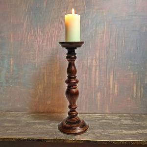 Portavelas de madera con acabado en nogal, de lujo, para decoración del hogar. - Product Image 2