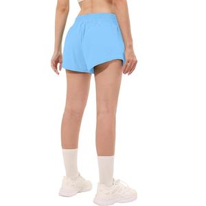 Custom Made Ladies Hot Shorts 100% Polyester Aero Blue Color Regular Fit for Sport Fitness Yoga-Meilleur prix d'usine au Bangladesh - Product Image 2
