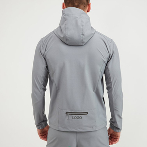 Chaqueta Deportiva Gris con Capucha para Hombre, Cortavientos, con Cierre de Cremallera, Logotipo Frontal, Ropa de Otoño para Exteriores - Product Image 6