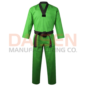 Uniforme de Taekwondo Vert Adulte Unisexe 100% Polyester Durable Tenue d'Arts Martiaux Coupe Classique Ceinture Noire Incluse - Product Image 5