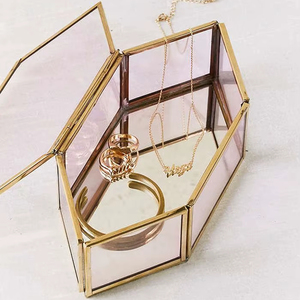 Classic Style Metal And Glass Jewelry Box With Lid And Partition Sections For Organized <b>Storage</b> Of Precious Accessories - Product Image 1