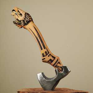 Hache à sculpter en acier forgée à la main, outil de sculpture sur bois avec manche en frêne - Product Image 3