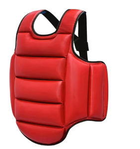 PROFIT SPORTS Protector de Pecho de Boxeo Unisex Rojo de PU, Chaleco de Entrenamiento Duradero de Cintura Alta con Forro de Poliéster para Artes Marciales - Product Image 2