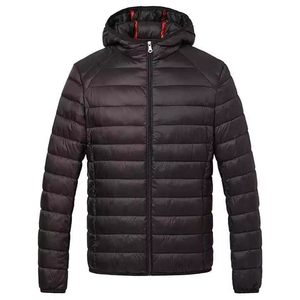 Men <b>Packable</b> Lightweight Hooded Down Puffer <b>Jacket</b> Espresso Brown 100g Slim Fit Quilted Winter Coat - Product Image 1