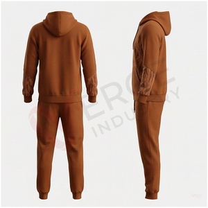 Conjunto Deportivo Marrón para Hombre, Manga Larga, Capucha con Cierre Frontal, Estampado, Transpirable, Corte Regular, para Otoño - Product Image 2