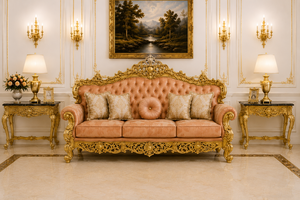 Turkish Theme Wooden Hand Carved <b>Sofa</b> <b>Set</b> For Living Room Buy <b>Sofa</b> With Gold Carved Frame And Tufted Back For Home Furniture - Product Image 2
