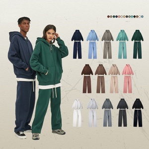 Conjunto de Ropa Deportiva Cálida de Color Sólido para Hombre y Mujer, Conjuntos de Ropa de Otoño e Invierno para Mujer, Sudadera con Cierre y Cuello Alto, Pantalones, Conjuntos Deportivos Cálidos - Product Image 5
