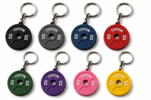 Custom Rubber Weight <b>Plate</b> Keychain Black Gym Fitness Key <b>Ring</b> Training Souvenir - Product Image 4