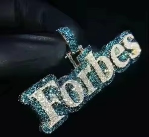 Pendentif Moissanite entièrement serti de diamants colorés, pendentif personnalisé avec nom/logo/lettre, bijoux Hip Hop pour cadeau - Product Image 2