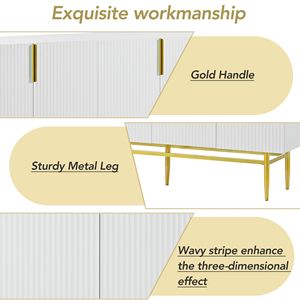 Credenza Moderna ed Elegante a 4 Ante con Maniglie in Metallo Dorato, Mobile Buffet per Sala da Pranzo, Soggiorno, Camera da Letto o Corridoio - Product Image 6