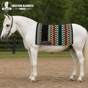 Couverture Western classique confortable pour selle de cheval, 42x34 pouces, doublure en laine polaire de Nouvelle-Zélande - Product Image 1