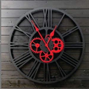 Horloge murale radiale en bois de style nordique minimaliste - Grande horloge murale silencieuse de luxe en contreplaqué découpé au laser, style scandinave, motif soleil éclatant - Product Image 2