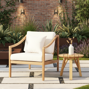 Sillón Moderno para Hotel, Estructura de Madera de Teca con Acabado Natural, Resistente al Agua, Muebles de Exterior para el Hogar y Hoteles - Product Image 4