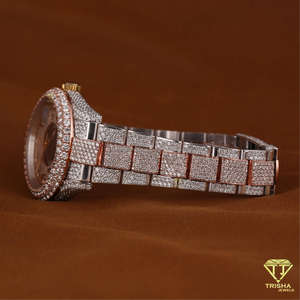 Reloj de Hombre de Diseño de Alta Calidad en Dos Tonos con Diamantes Cultivados en Laboratorio VVS en Plata de Ley 925 - Product Image 4