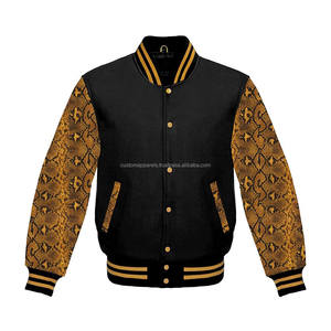 Chaqueta Varsity Personalizada al por Mayor con Bordado de Béisbol, Cuello Alto, Transpirable, Resistente al Viento, Mangas de Lana con Impresión DTG para Hombre - Product Image 1