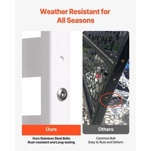 Schermo per la privacy da esterno 119,4 cm x 193,5 cm, divisorio decorativo autoportante a 3 pannelli per giardino, con supporto in metallo, resistente alle intemperie e divisorio per ambienti - Product Image 4