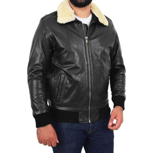 Leather <b>Jacket</b> For <b>Men</b> New Arrival Winter Fashion Design <b>Men</b> Custom Leather Bomber <b>Jacket</b> With <b>Fur</b> Collar - Product Image 3