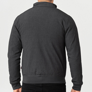 Chaqueta Bomber de Forro Polar Gris Oscuro para Hombre, Cierre de Cremallera, Cuello Alto, Ropa Exterior Informal de Otoño, Corte Regular, Material de Poliéster - Product Image 3