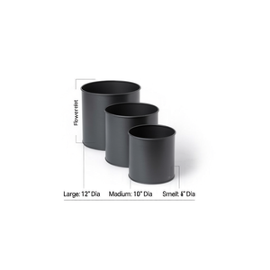 Juego de 3 Macetas Cilíndricas Anidadas de Aluminio Fundido con Pátina Antigua, Macetas para Flores de Jardín, Decoración Arquitectónica de Paisajes, con Orificio de Drenaje - Product Image 3