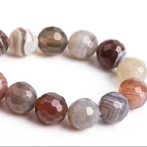 Cuentas de Ágata de Botsuana de 7-8 mm, Piedras Preciosas Naturales Genuinas, Medio Hilo de Cuentas Sueltas Redondas Microfacetadas, Lote a Granel - Product Image 1