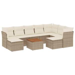 Ensemble de canapés de jardin en rotin beige avec coussins en mousse haute densité, mobilier d'extérieur au design contemporain, durable pour usage en terrasse - Product Image 5