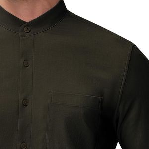 Men's Long Sleeve <b>Band</b> <b>Collar</b> <b>Shirt</b> Custom Button Front Casual Design with Chest Pocket and Solid Color Finish <b>Shirts</b> - Product Image 5