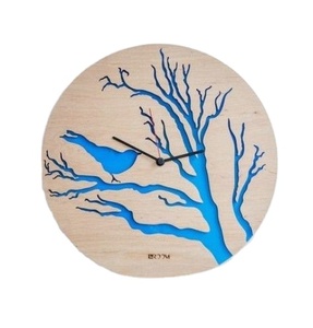 Horloge murale en bois minimaliste avec chiffres gravés, design moderne rond, naturel, pour la maison ou le bureau, décoration simple - Product Image 1