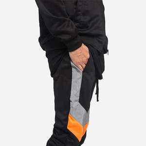Chándal Deportivo para Hombre, Color Negro, con Bloques de Color, Ecológico, de Poliéster/Algodón, Manga Larga, con Capucha, Pantalones Deportivos con Bolsillos Laterales, Elástico, para Invierno - Product Image 3