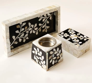 Pink Capiz Inlay Incense Burner Set with <b>Mother</b> Pearl Sea Shell Arabic Bakhoor Holder for Aromatherapy Diffuser for Eid Mubarak - Product Image 1