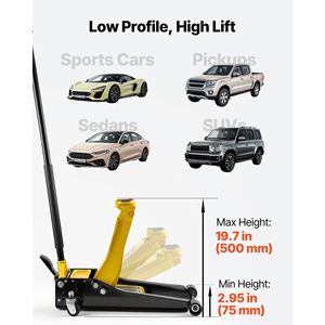 Martinetto idraulico da officina in acciaio da 3 tonnellate (6614 libbre) a basso profilo con doppio pistone e pompa a sollevamento rapido, con adattatore per SUV - Product Image 3
