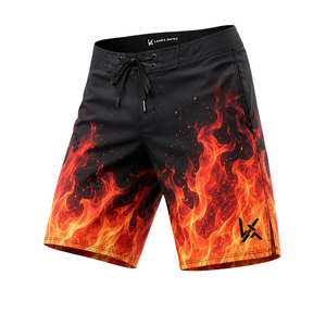 Custom Red Flame Board Shorts Men Quick Dry Surf Swim Trunks Sublimation Printed Beach Shorts <b>Athletic</b> Watershorts Summer Swim - Product Image 2